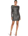 Betsy & Adam Womens Sequined Mini Cocktail And Party Dress In Gray