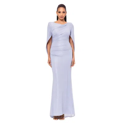 Betsy & Adam Elaine Dress Women's Blue Silver Metallic Crinkle Preppy Gbo1376