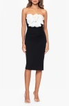 Betsy & Adam Sequin Rosette Bodice Colorblock Sheath Dress In Black