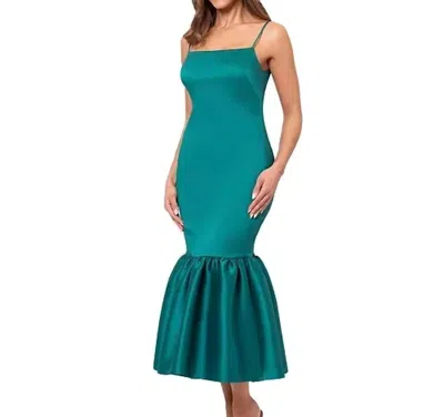 Betsy & Adam Flounce Hem Midi Dress In Green In Blue