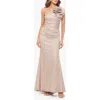 Betsy & Adam Galaxy Flower One-shoulder Gown