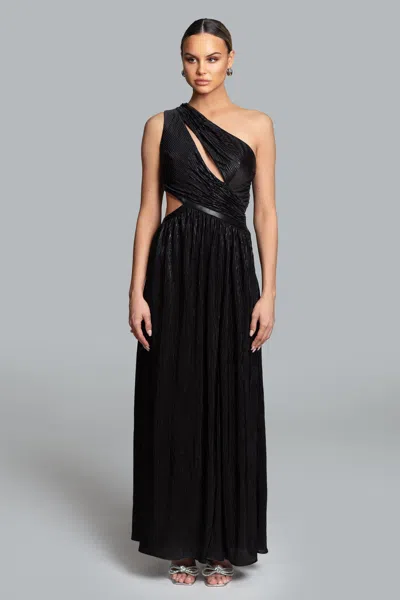 Betsy & Adam Ghrail "chelsea" Metallic Knit Gown In Black