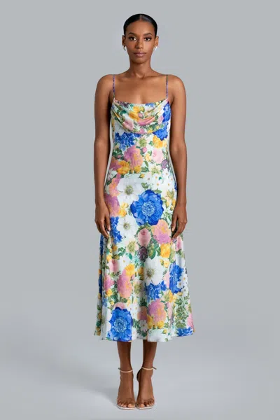 Betsy & Adam Ghrail "mason" Printed Satin Midi In Multi