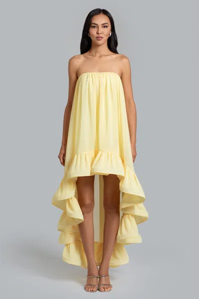 Betsy & Adam Ghrail "shiloh" Chiffon Dress In Yellow