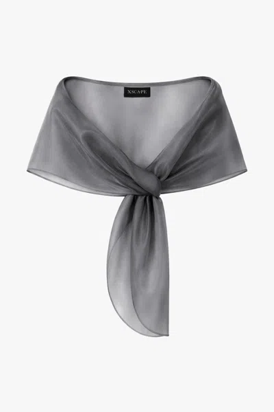 Betsy & Adam "joan" Pull Through Organza Shawl Wrap In Gunmetal