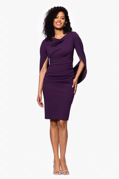 Betsy & Adam "jordan" Short Scuba Crepe Draped Back Dress In Black