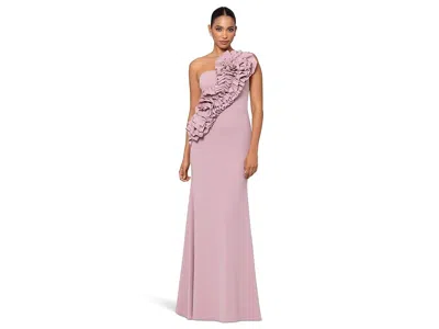 Betsy & Adam Long Scuba Crepe 3d Flower In Pink