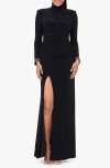 Betsy & Adam Petites Womens Embellished Polyester Evening Dress In Black