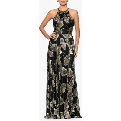 Betsy & Adam Metallic Floral Pattern Sleeveless Dress In Multi