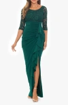 Betsy & Adam Petite Scoop-neck 3/4-sleeve Sheath Dress In Pine