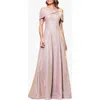 Betsy & Adam Metallic Off The Shoulder Ballgown In Pink