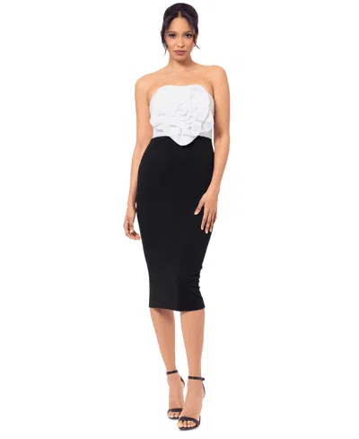Betsy & Adam Betsy And Adam Midi Floral Sequin Dress In White,black