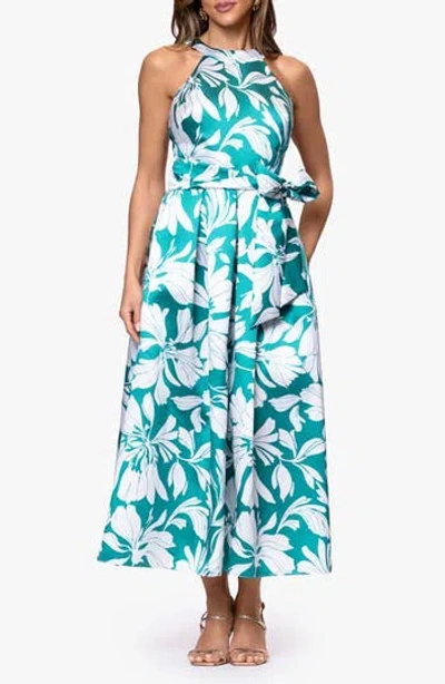 Betsy & Adam Mikado Midi Dress In Blue