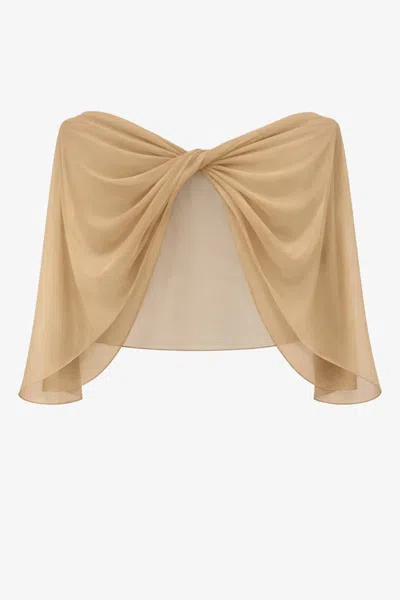 Betsy & Adam "nikita" Chiffon Twist Shawl Wrap In Brown