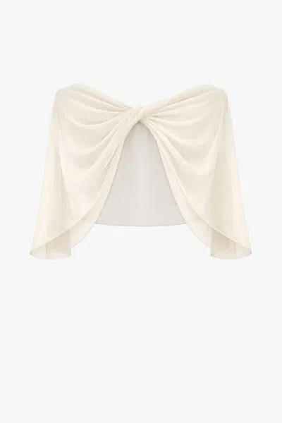Betsy & Adam "nikita" Chiffon Twist Shawl Wrap In Neutral