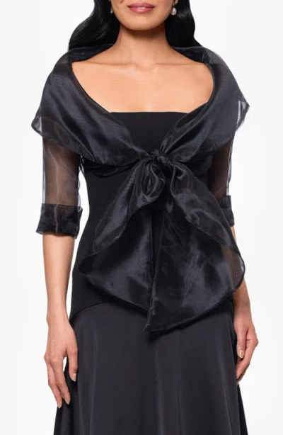 Betsy & Adam Organza Wrap Jacket In Black