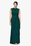 Betsy & Adam Ruched Sleeveless Gown In Green
