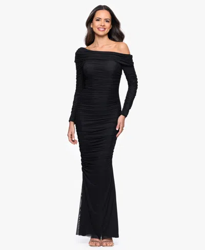 Betsy & Adam Petite Asymmetrical Dress In Black
