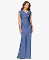 Betsy & Adam Petite Cowl Neck Gown In Blue