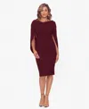 Betsy & Adam Petite Drape-design Boat Neck Sheath Dress In Burgundy