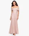Betsy & Adam Petite Embellished Off-the-shoulder Dress In Pink