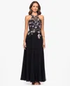 Betsy & Adam Petite Embroidered Sleeveless Dress In Black