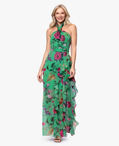 Betsy & Adam Petite Halter Neck Ball Gown Dress In Green