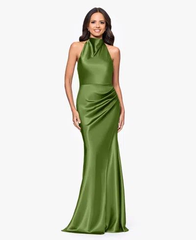 Betsy & Adam Petite Long Halter Dress In Green