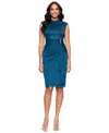 Betsy & Adam Petite Mixed Materials Sleeveless Sheath Dress In Blue