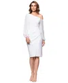 Betsy & Adam Sheer Sleeve One-shoulder Scuba Crepe Cocktail Dress In Ivory