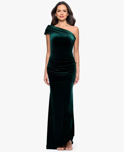 Betsy & Adam Petite One Shoulder Ballgown In Green