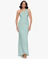 Betsy & Adam Petite One-shoulder Ruched Gown In Blue