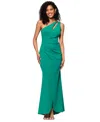 BETSY & ADAM PETITE ONE-SHOULDER RUCHED GOWN