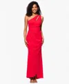 Betsy & Adam Petite One-shoulder Ruched Gown In Red