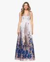 Betsy & Adam Petite Printed A-line Long Dress In Multi
