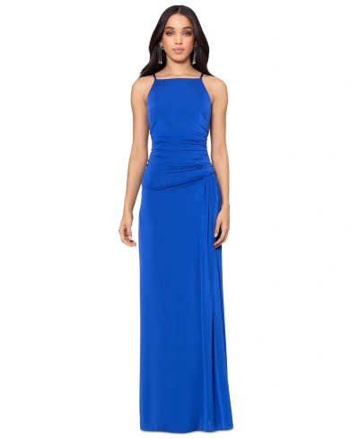 Betsy & Adam Petite Ruched Gown In Royal