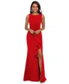 BETSY & ADAM PETITE RUFFLED BOAT-NECK GOWN