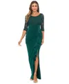Betsy & Adam Petite Scoop-neck 3/4-sleeve Sheath Dress In Pine