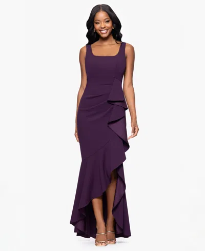 Betsy & Adam Petite Sleeveless Dress With Ruffle Detail In Purple