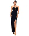 Betsy & Adam Long Strapless Crepe Tuxedo Top Dress In Black