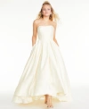 BETSY & ADAM PETITE STRAPLESS HIGH-LOW GOWN