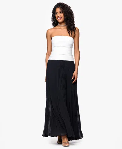 Betsy & Adam Petite Strapless Mixed-media Dress In Multi