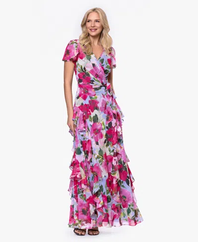 Betsy & Adam Petite V-neck Floral Maxi Dress In Multi