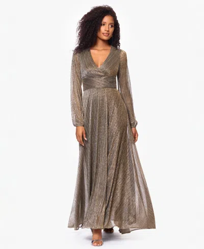 Betsy & Adam Petite V-neck Gown In Brown