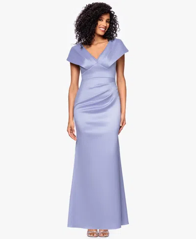 Betsy & Adam Petite V-neck Long Sheath Dress In Purple