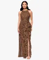 Betsy & Adam Women's Printed Sheath Chiffon Halter Dress In Brown