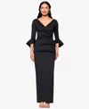 Betsy & Adam Petites V-neck Scuba Long Sheath Dress In Black