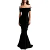 Betsy & Adam Petites Womens Cascade Ruffle Mermaid Evening Dress In Black