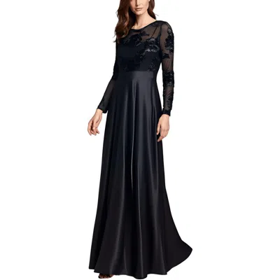 Betsy & Adam Petites Womens Embellished Nylon Evening Dress In Black