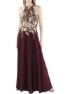 BETSY & ADAM PETITES WOMENS EMBROIDERED LONG EVENING DRESS